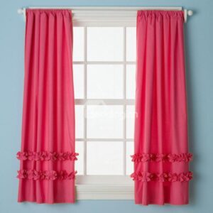New Arrival High Quality Rose Falbala Customize Cotton Curtain