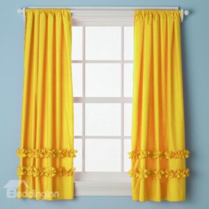 New Arrival High Quality Vibrant Yellow Falbala Customize Cotton Curtain