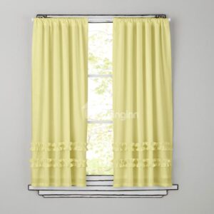 New Arrival High Quality Light Yellow Falbala Customize Cotton Curtain
