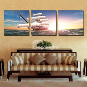Best Selling Bright Sun 3-Pieces of Crystal Film Art Wall Print