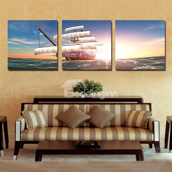 Best Selling Bright Sun 3-Pieces of Crystal Film Art Wall Print