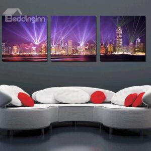 Beautiful Night Scene 3-Pieces of Crystal Film Art Wall Print