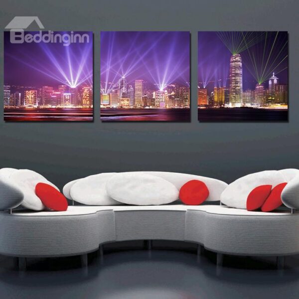 Beautiful Night Scene 3-Pieces of Crystal Film Art Wall Print