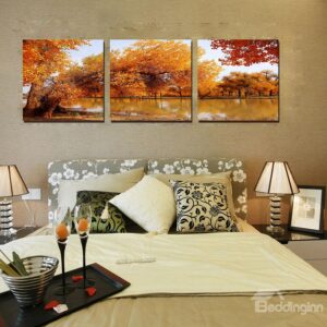 Beautiful Autumn Lake 3-Pieces of Crystal Film Art Wall Print