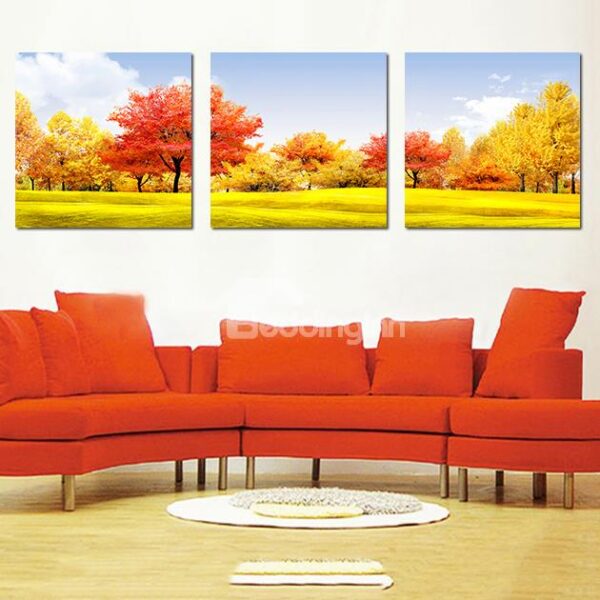 Beautiful New Classic Trees 3-Pieces of Crystal Film Art Wall Print