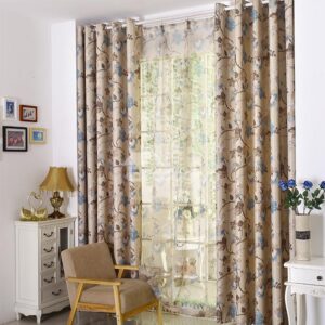 New Arrival Elegant Floral Pattern Printing Linen Custom Made Curtain