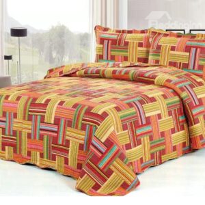 Stylish Yellow Ropes Twisting Pattern Geometric Bed in a Bag Set