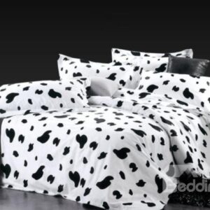 Soft and Comfortable Cow Print 4-Piece Cotton Duvet Cover Sets