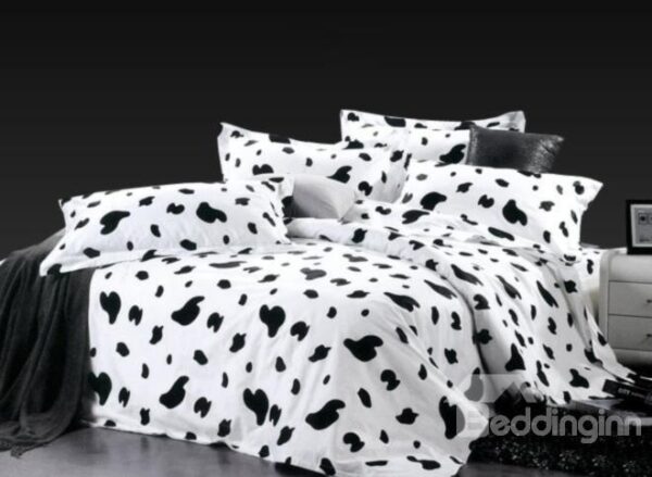 Soft and Comfortable Cow Print 4-Piece Cotton Duvet Cover Sets