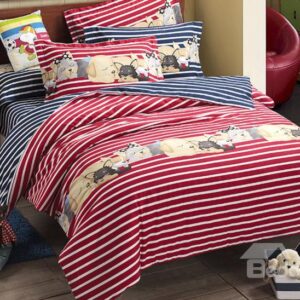 Lovely Baby Dog Print Reversible 4-Piece Cotton Duvet Cover Sets