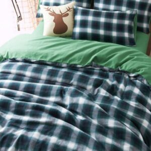 Modern Black Grid Print 4-Piece Combed Cotton Duvet Cover Sets