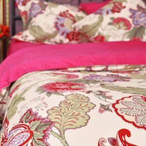 Secret Garden Bright Red Flower Print 4-Piece Cotton Duvet Cover Sets