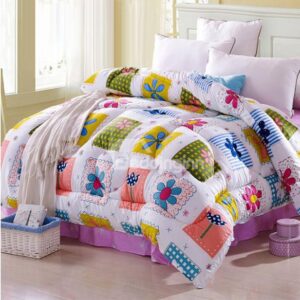 Super Fresh Bright Color Flowers Pattern Thicken Quilt