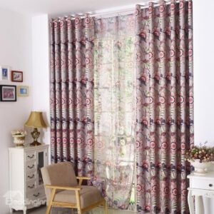 High Quality Gorgeous Sophisticated Floral Pattern Grommet Top Curtain