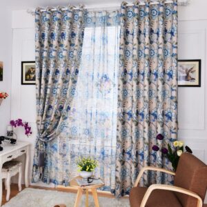 New Home Fashion Floral Design Functional Room Darkening Linen Curtain