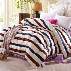 Mocha Style Black and Dark Coffee Stripes Thicken Quilt