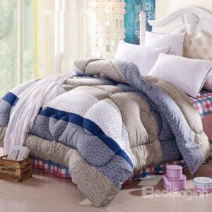 Concise Style Gray and White Leopard Thicken Quilt