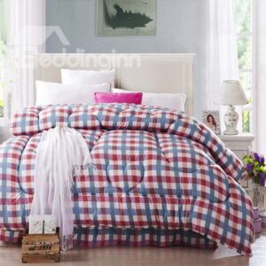Fantastic Red and Blue Stripes Squares Thicken Quilt