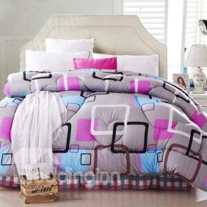 Fantastic Brown black and White Squares Thicken Quilt