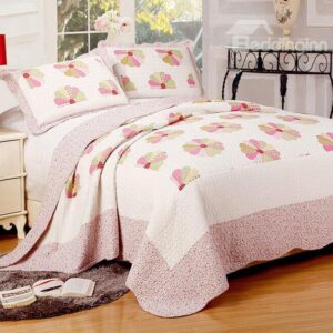 Rainbow Color Round Clump Flowers Pattern Bed in a Bag Set
