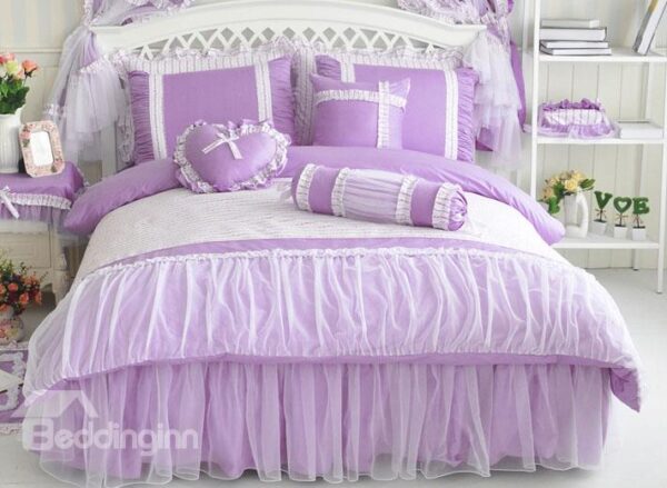 New Arrival Korean Style Fancy Purple 4-Piece Duvet Cover Sets