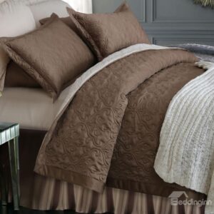 European Style Solid Coffee Color Super Soft Bed in a Bag Set