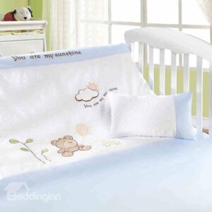 Cozy Cartoon Bear Cloud Printing 4-piece Crib Bedding Sets