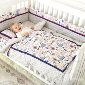 Brave Seafarer Travelling over the Sea Pattern Cotton Crib Bedding Set