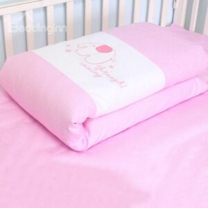 Hand Made Cute Elephant Painting Pink Baby Quilt