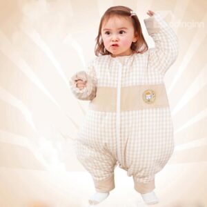 Thicken Grid Pattern Snap Closure Bottom Natural Colored Cotton Baby Sleeping Bag