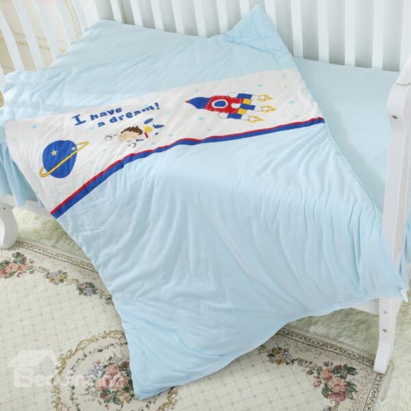 Super Fresh Astronomer Flying to the Moon Dream Baby Quilt