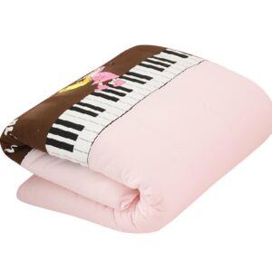 Music Lover Piano Playing Pattern Pink Baby Quilt