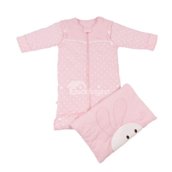 Romantic Adorable Dots Rabbit Pink Baby Sleeping Bag