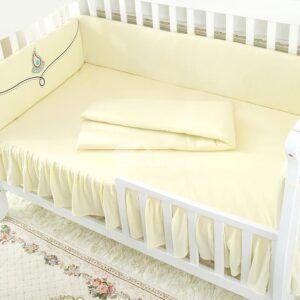 Unique Beautiful Flower Painting Beige Yellow 4-Piece Crib Bumper Set