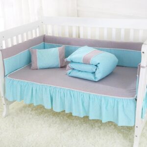 Super Soft Gray and Blue Crib Bedding Set