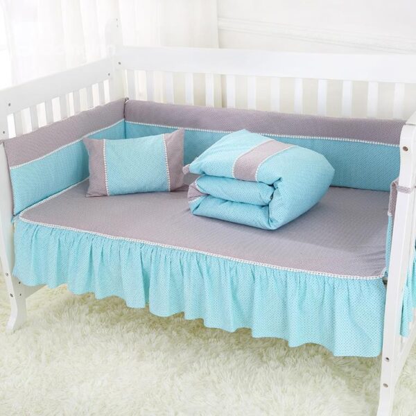 Super Soft Gray and Blue Crib Bedding Set