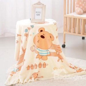 Naughty Cute Bear Pattern Yellow Baby Blanket