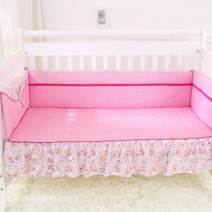 Gorgeous Floral Bow Knot Pattern Pink 4 Piece Crib Bumper