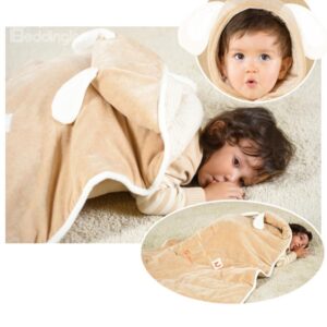 Big Ear Style Three Layers Natural Colored Cotton Baby Sleeping Bag