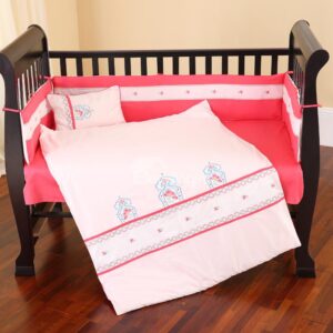 Pink Line and Floral Stripe Super Soft Crib Bedding Set
