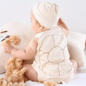 Stylish Sea Turtle Design 2-Piece Natural Colored Cotton Baby Vest
