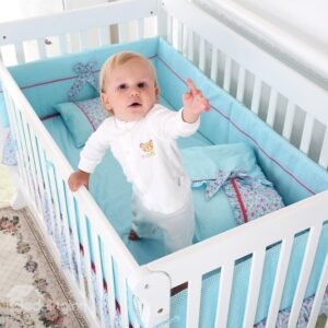 Fresh Color Red Floral Squares Pattern Crib Bedding Set