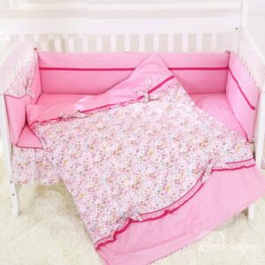 Gorgeous Pink Petal and Bow Knot Pattern Baby Quilt