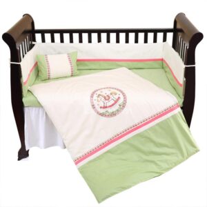 Merry-Go-Round Painting Combination of White and Green 8 Crib Bedding Set