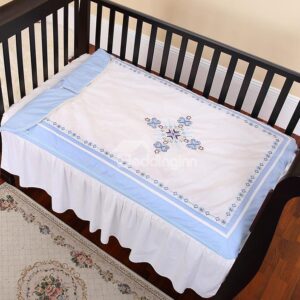 Beautiful Cross Shape Flowers Pattern Light Blue Border Baby Sleeping Bag