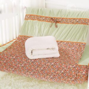 Fold Style Floral Painting Stripe and Bow Knot Baby Quilt