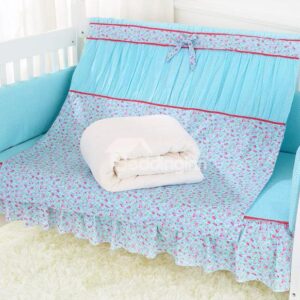 Fold Style Blue Floral Bow Knot Pattern Baby Quilt