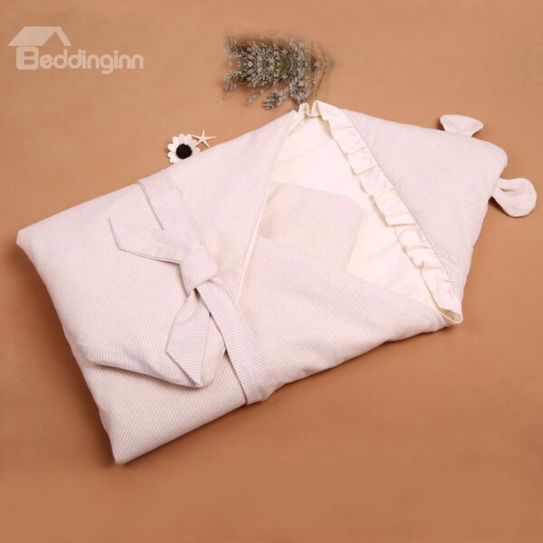 Organic Cotton Material Beige Brown Stripe Pattern Soft Baby Sleeping Bag