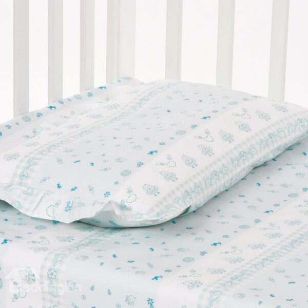 Adorable Cartoon Chick Floral Design Blue Baby Pillow