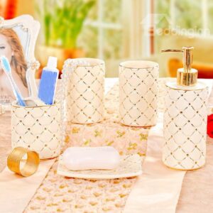 Creative Relief Bohemia Style Ceramic 5-piece Bathroom Accessories